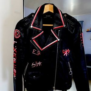 Graffiti print Zara motorcycle jacket